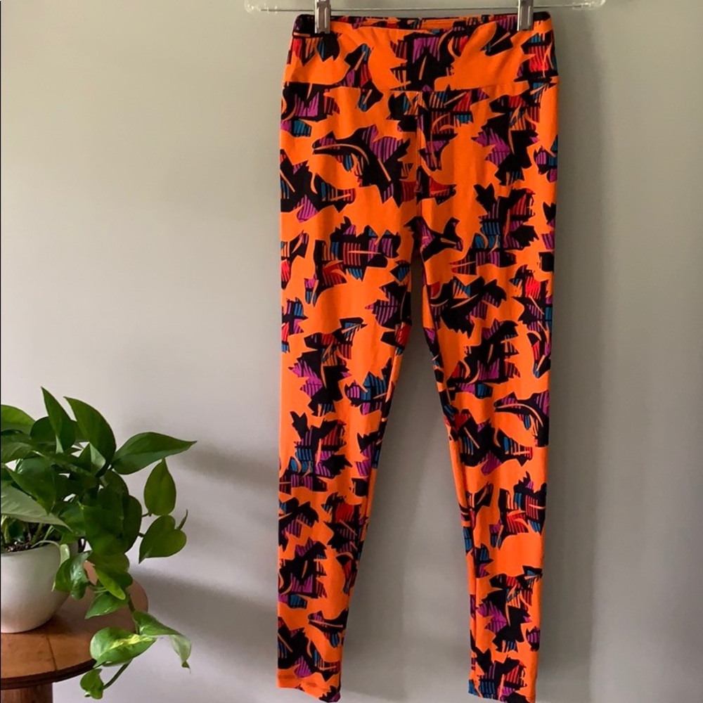LuLaRoe OS leggings Halloween orange black NWOT